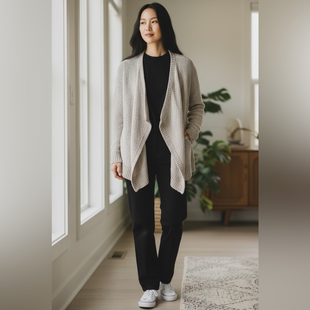 Lou & Grey Cream Draped Cardigan